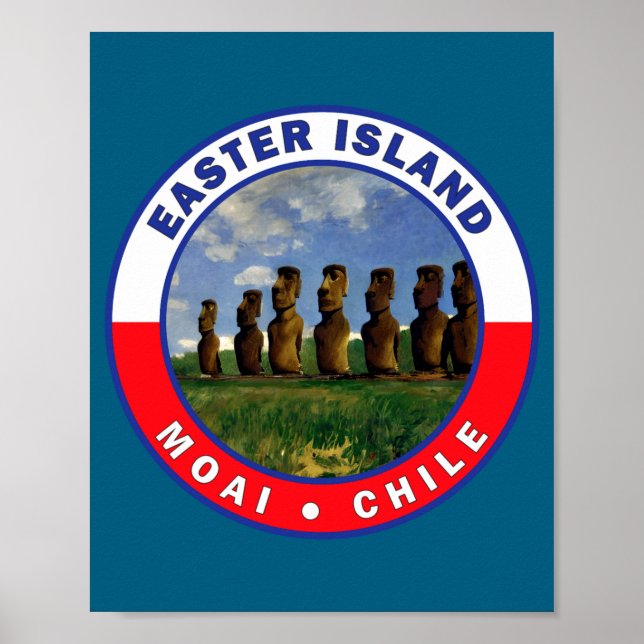 Poster camiseta de aquarela da ilha de Páscoa chile (Frente)
