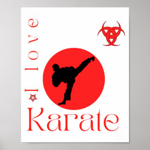 Poster Camiseta de Artes Marciais de Karate que Eu Amo 