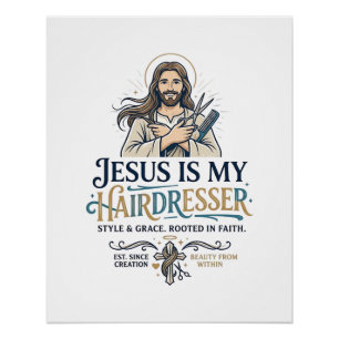 Pôster Camiseta de Cabeleireiro Salão de Beleza Jesus Ins