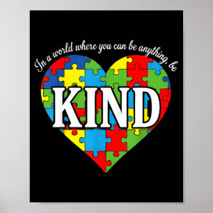 Poster Camiseta de conscientização sobre autismo - coraçã