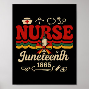 Poster Camiseta de Enfermeira Juneteenth Estetoscópio de
