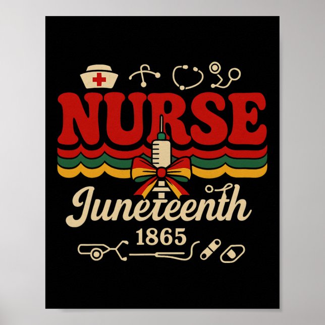 Poster Camiseta de Enfermeira Juneteenth Estetoscópio de  (Frente)