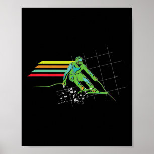 Poster Camiseta de Esqui Estilo Retro Camisa de Esqui de