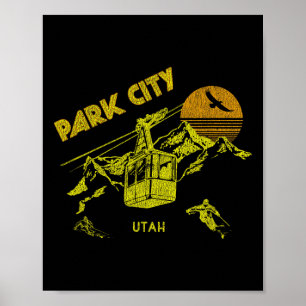 Poster Camiseta de Esqui Retro Distressed Park City Utah