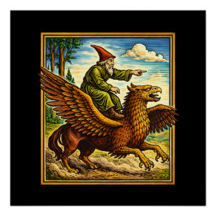 Pôster Camiseta de Fantasia Retro Medieval Cavaleiro de C