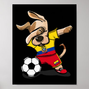 Poster Camiseta de Fãs de Futebol do Dabbing Dog Equador