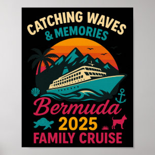 Poster Camiseta de Férias Bermuda Family Cruise 2025 para