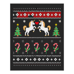 Pôster Camiseta de festa de suéter feio de Natal de unicó