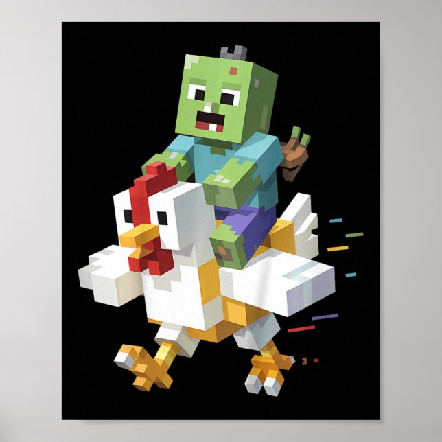Poster Camiseta de Frango Jock para Crianças Pixel Art Ga (Frente)