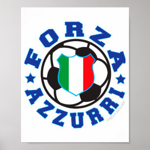 Poster Camiseta de futebol infantil italiana Forza Azzurr
