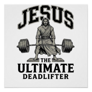 Pôster Camiseta de ginásio vintage Jesus Ultimate Deadlif
