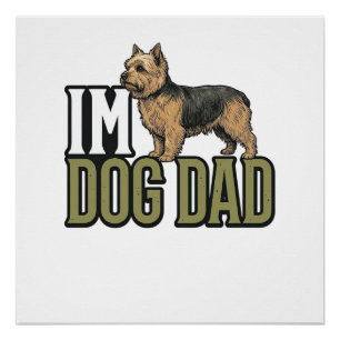 Pôster Camiseta de Gravura de Terrier de Cachorro Pai Vin