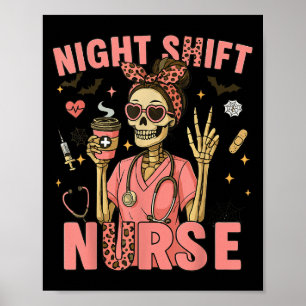 Poster Camiseta de Halloween do Enfermeiro de UTI Noturno