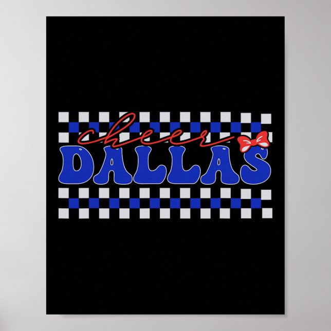 Poster Camiseta de líder de torcida com laço retrô Dallas (Frente)