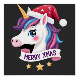 Pôster Camiseta de Manga Longa Christmas Unicorn (2)