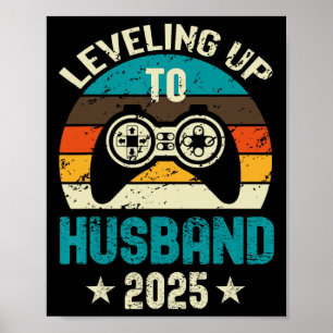 Poster Camiseta de Noivado para Noivo Gamer Subindo de Ní