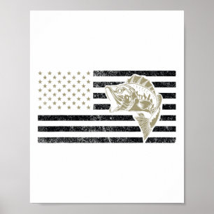 Poster Camiseta de Pesca para Homens - Bandeira Americana
