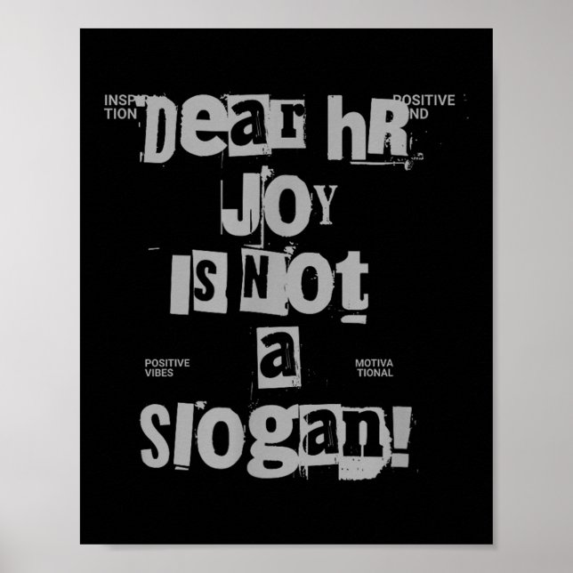 Poster Camiseta de Trabalho Engraçada Querido RH, Alegria (Frente)