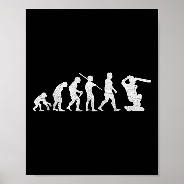 Poster Camiseta Divertida Da Evolução Do Críquete Present (Frente)