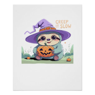 Pôster Camiseta Divertida de Halloween de Preguiça Fofa �