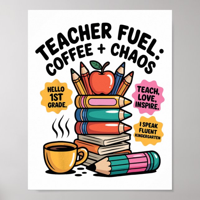 Poster Camiseta Divertida de Volta às Aulas Combustível d (Frente)