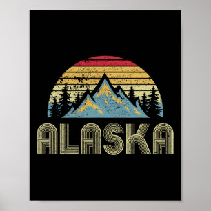 Poster Camiseta do Alasca - Montanhas da Natureza Retro V