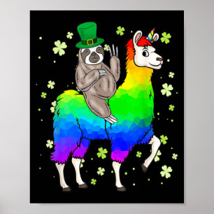 Poster Camiseta do Dia de São Patrício com Preguiça Monta