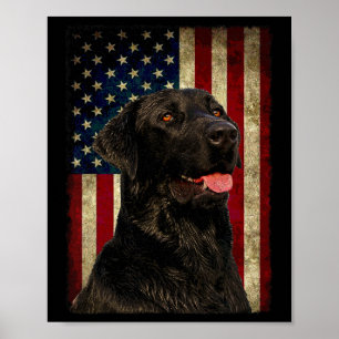 Poster Camiseta do Labrador Preto Presente da Bandeira do