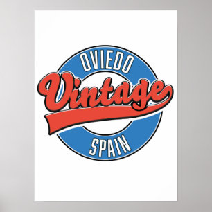 Poster Camiseta do logotipo estilo vintage Oviedo Espanha