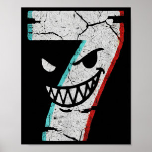 Poster Camiseta do Número 7 Mau - Piada do 7 Comeu 9 Meme