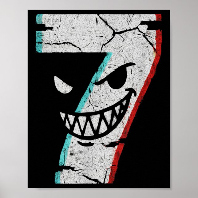 Poster Camiseta do Número 7 Mau - Piada do 7 Comeu 9 Meme (Frente)