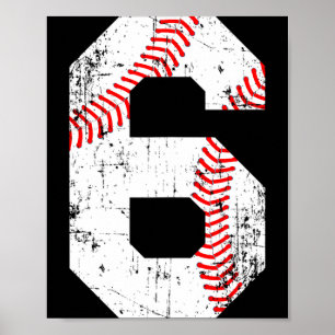 Poster Camiseta do número da camisola 6 de beisebol