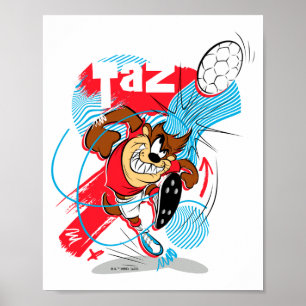 Poster Camiseta do Taz Cabeceando Bola de Futebol