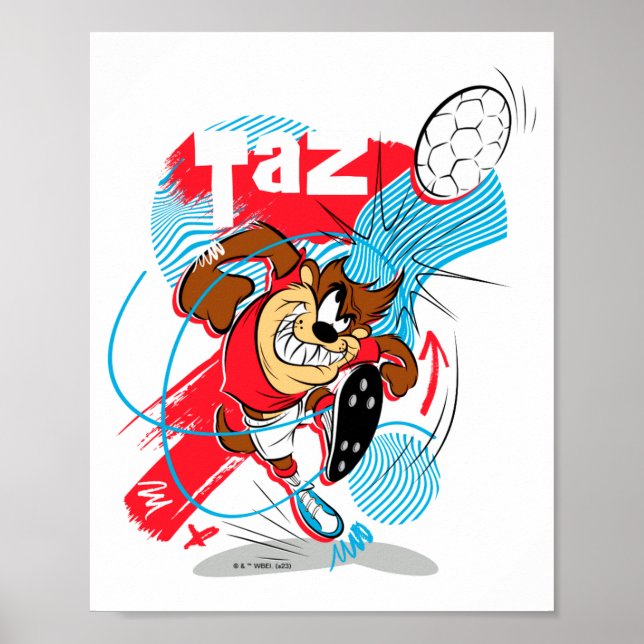 Poster Camiseta do Taz Cabeceando Bola de Futebol  (Frente)