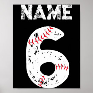 Poster Camiseta do Time de Beisebol 6 Nome e Número