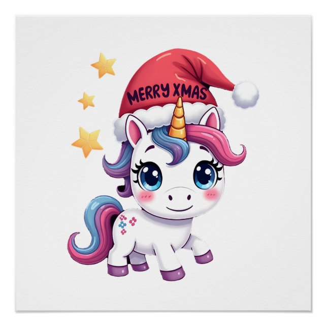 Pôster Camiseta do Unicórnio de Natal (2) (Frente)