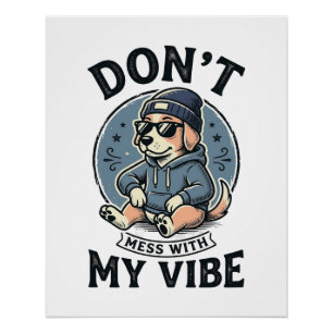 Pôster Camiseta engraçada com cachorro legal vibe vintage