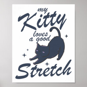 Poster Camiseta engraçada de gato esticado – Presente de