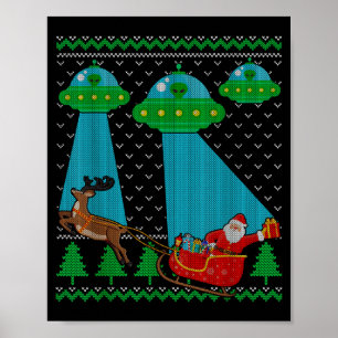 Poster Camiseta engraçada de Natal feia de Papai Noel ali