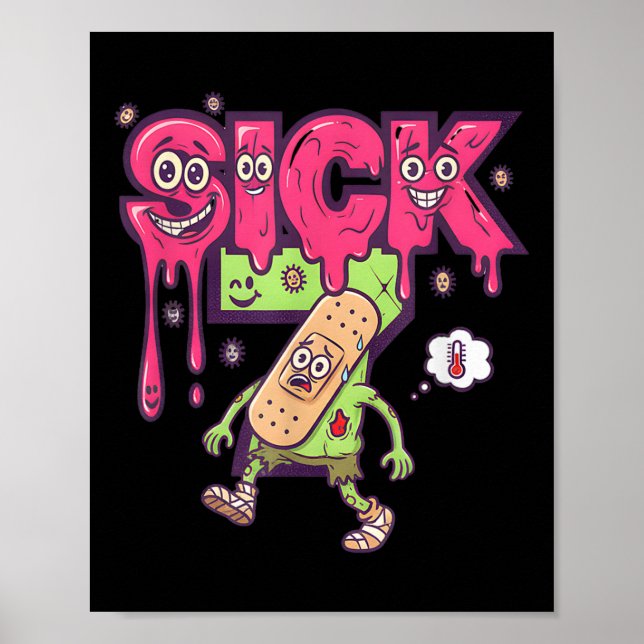 Poster Camiseta engraçada do meme dos sete doentes seis s (Frente)