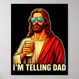 Poster Camiseta engraçada do papai religioso cristão jesu