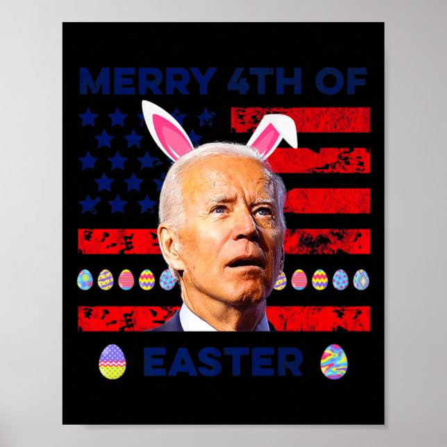 Poster Camiseta Engraçada Joe Biden Atordoado Alegre 4º d (Frente)