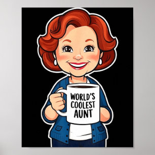 Poster Camiseta engraçada presente para tia amante de caf