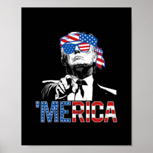 Poster Camiseta engraçada Trump 4 de julho Merica bandeir