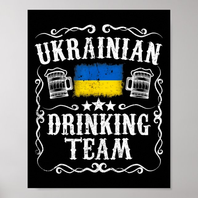Poster Camiseta Equipe de Bebedores Ucranianos Bandeira d (Frente)