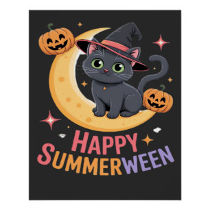 Pôster Camiseta essencial estética de Halloween gato fofo
