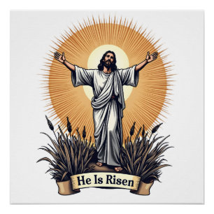Pôster Camiseta Fé com Gravação Vintage Ressurreição de J