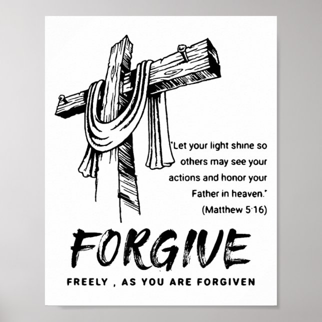 Poster Camiseta Fé Cristã Cruz Perdoe  (Frente)