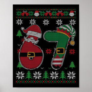 Poster Camiseta Feia Engraçada 67 Meme 6 7 Para Natal Men
