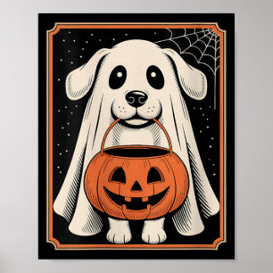 Poster Camiseta Feminina de Halloween de Cachorro Fantasm